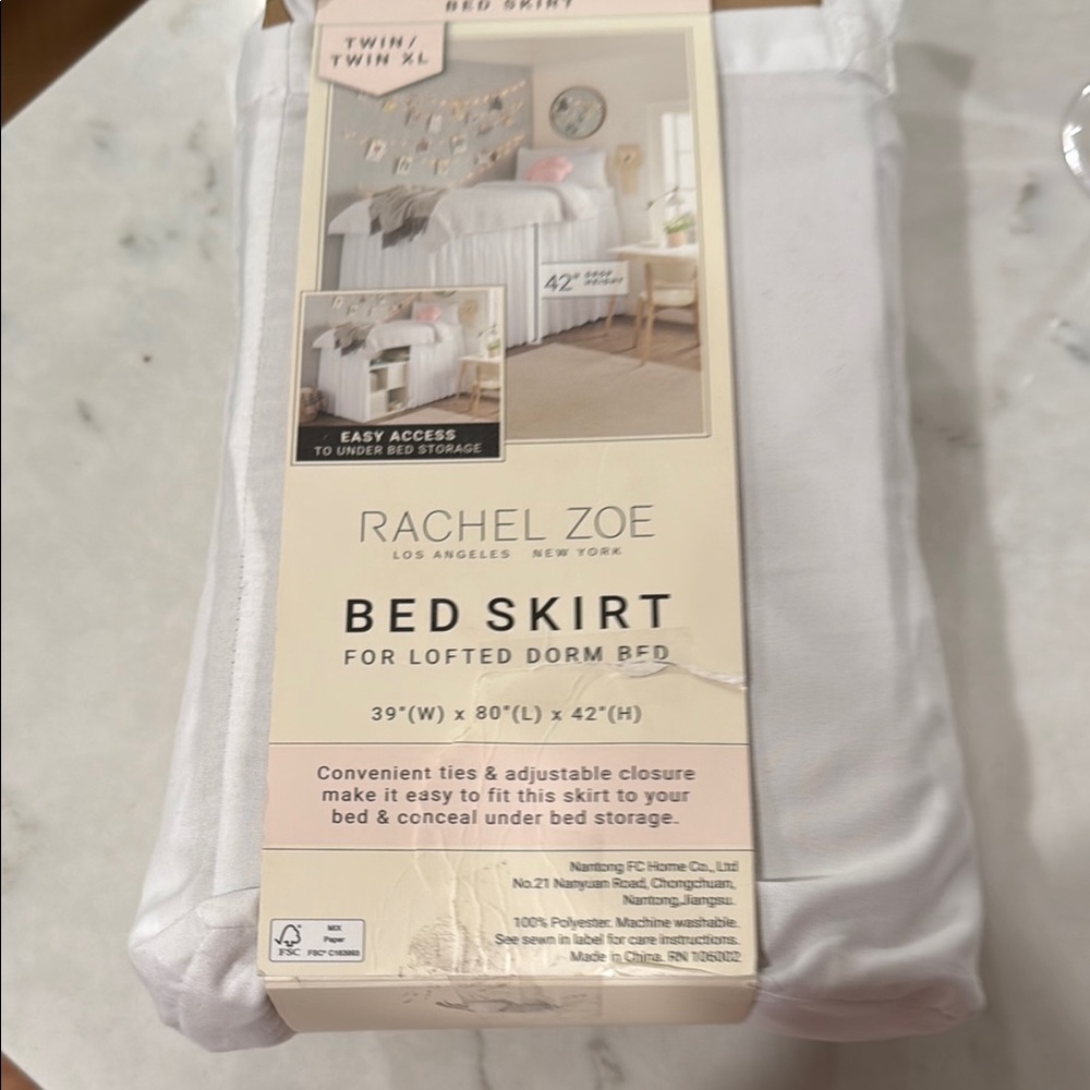 Rachel Zoe Cream Bed Skirt for Lofted Dorm Bed
